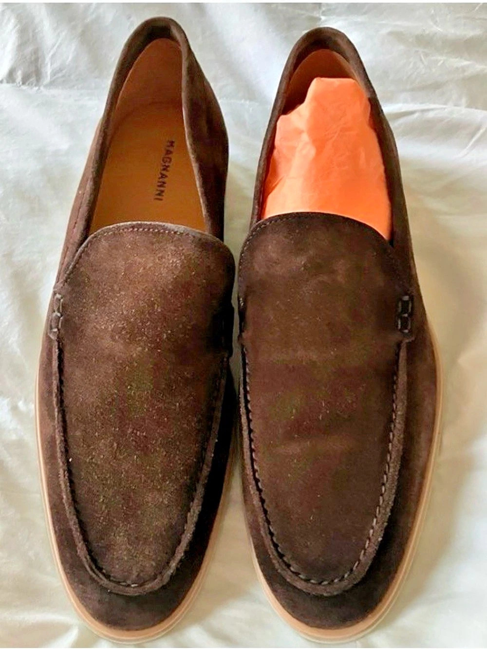 Magnanni Lourenco Men's Suede Slip-On Loafers in Brown Like New